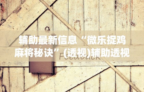 辅助最新信息“微乐捉鸡麻将秘诀”(透视)辅助透视教程