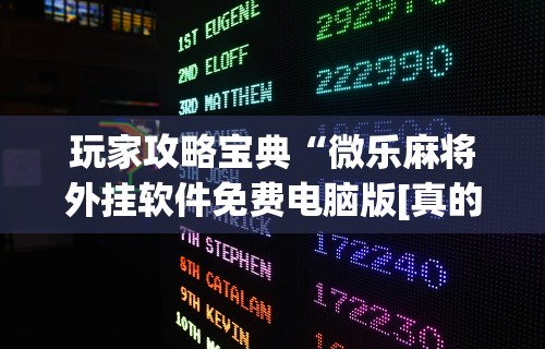 玩家攻略宝典“微乐麻将外挂软件免费电脑版[真的有挂]