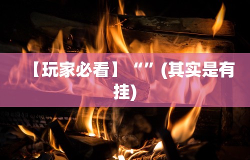 【玩家必看】“”(其实是有挂)