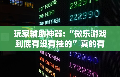 玩家辅助神器:“微乐游戏到底有没有挂的”真的有挂