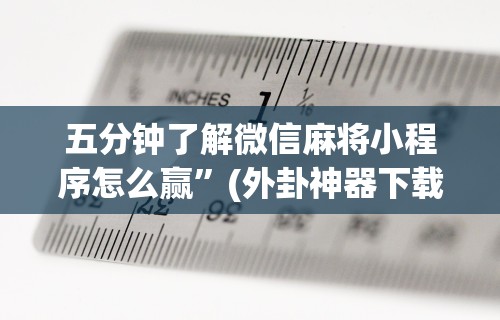 五分钟了解微信麻将小程序怎么赢”(外卦神器下载)
